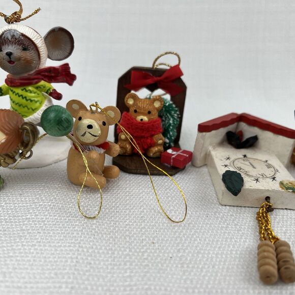 Lot Of 9 Vintage Christmas Ornaments- Bradford Mice - Bears Angels Clock Snowman - Picture 7 of 16